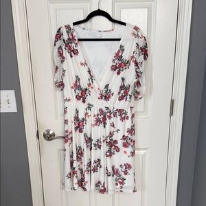 Maurices White and Red Floral Mini Dress